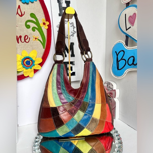 Wilsons Leather Handbags - Wilsons Leather Colorful Patchwork Hobo Bag